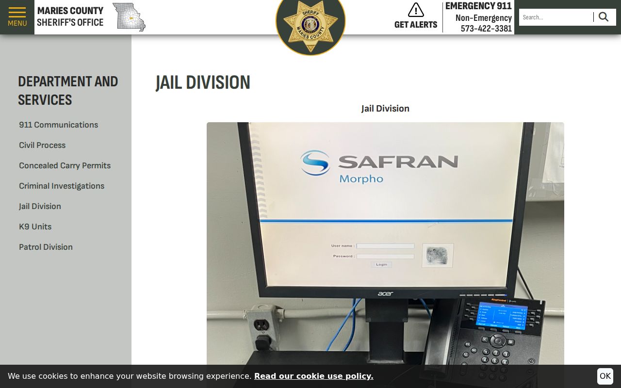Maries County arrest history Jail Division booking page
