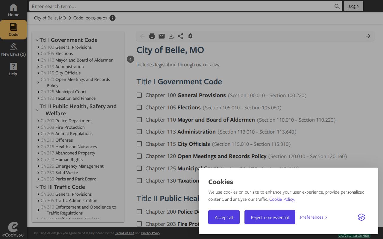 Belle criminal record access rules in the municipal code