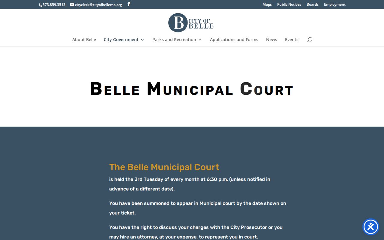 Belle criminal court records and Municipal Court schedule