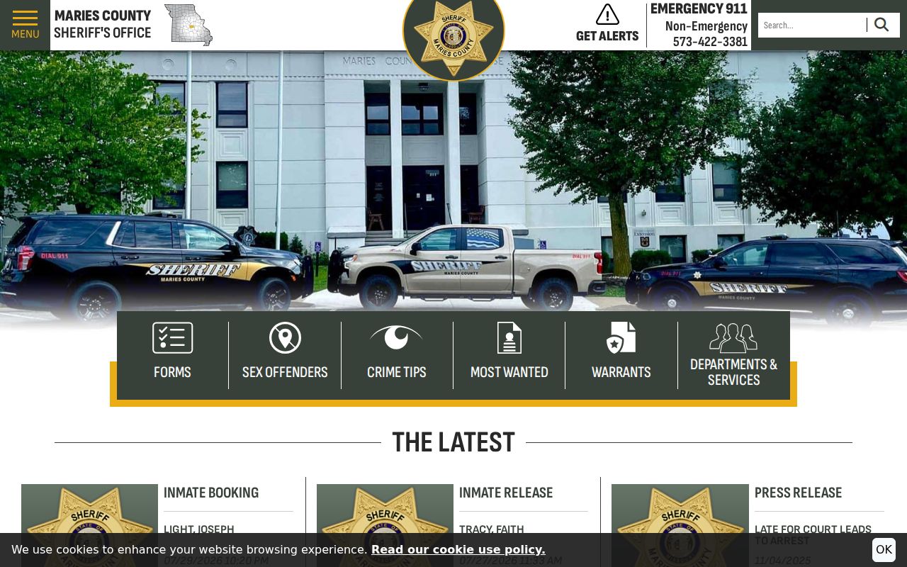 Maries County Sheriff criminal records and jail homepage